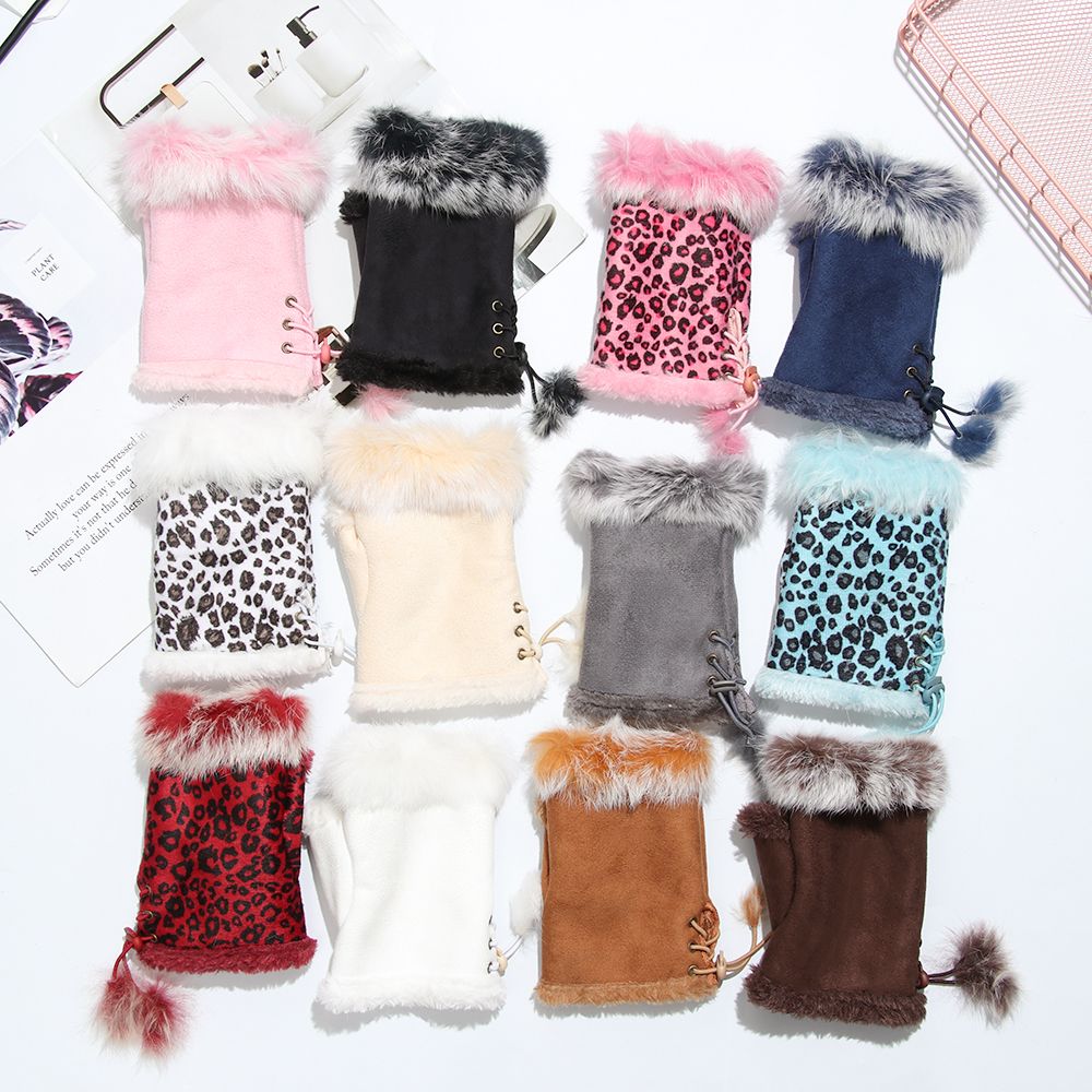 Leather Work Winter Gloves - 1 çift yeni moda sahte tavşan