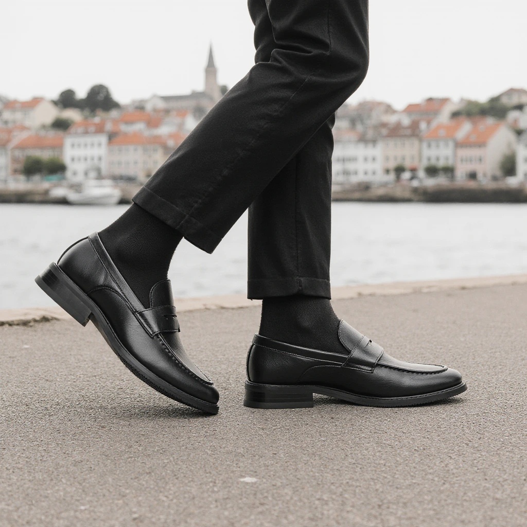 Leatherworking Classic - Erkek Siyah Penny Loafer'lar Klasik İş