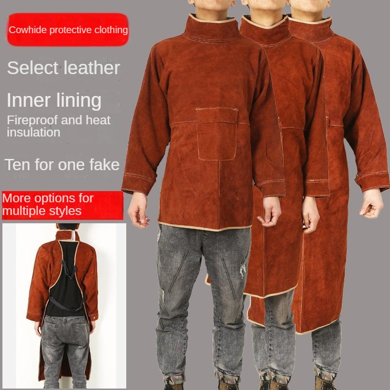 Leather Work Overalls - Kaynakçı Koruyucu Kapak Sığır Derisi Anti