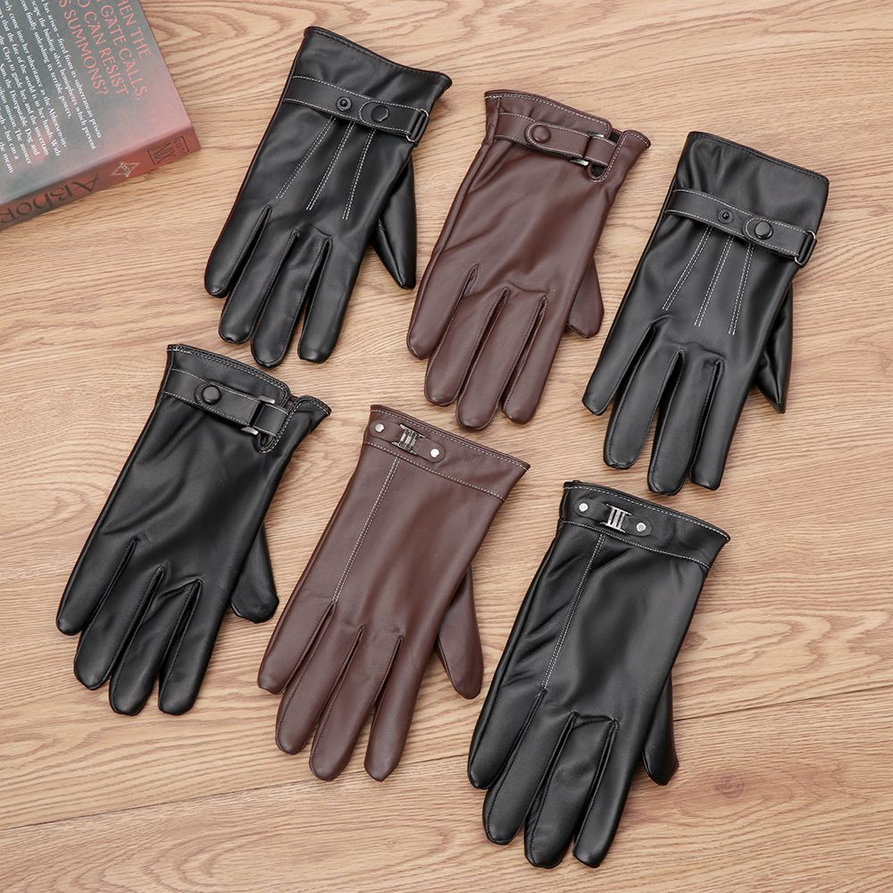 Leather Work Winter Gloves - Erkek polar termal deri eldiven kış