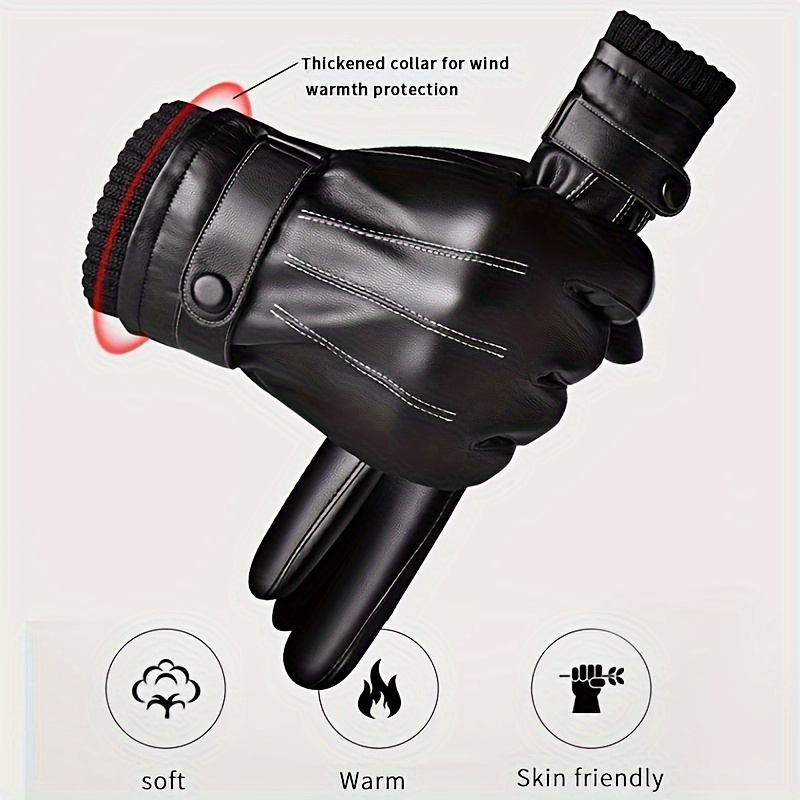 Leather Work Winter Gloves - 1 çift kış eldiven sıcak sürüş