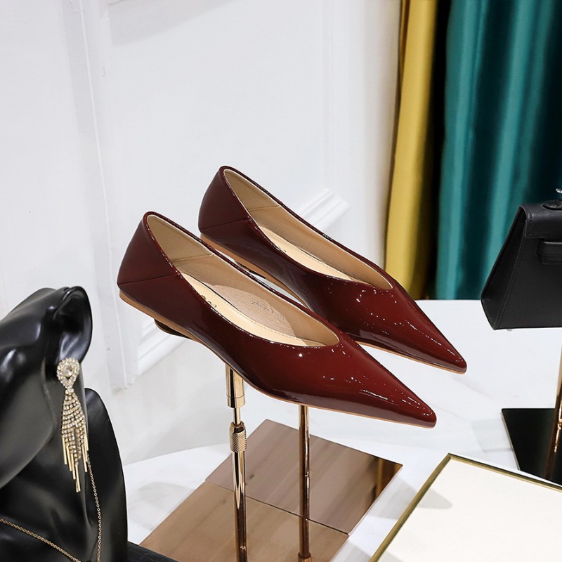 Leather Work Flats Women - Moda Kadın 1 cm Düşük Topuklu