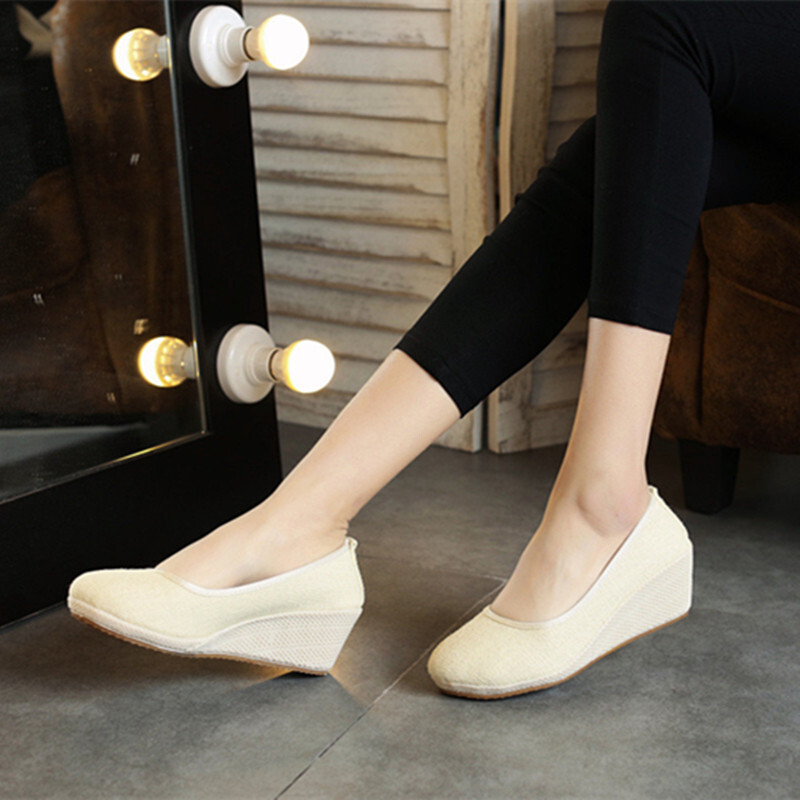 Leather Work Flats Women - Kumaş Ayakkabı İşlemeli Ayakkabı Keten Yüksek