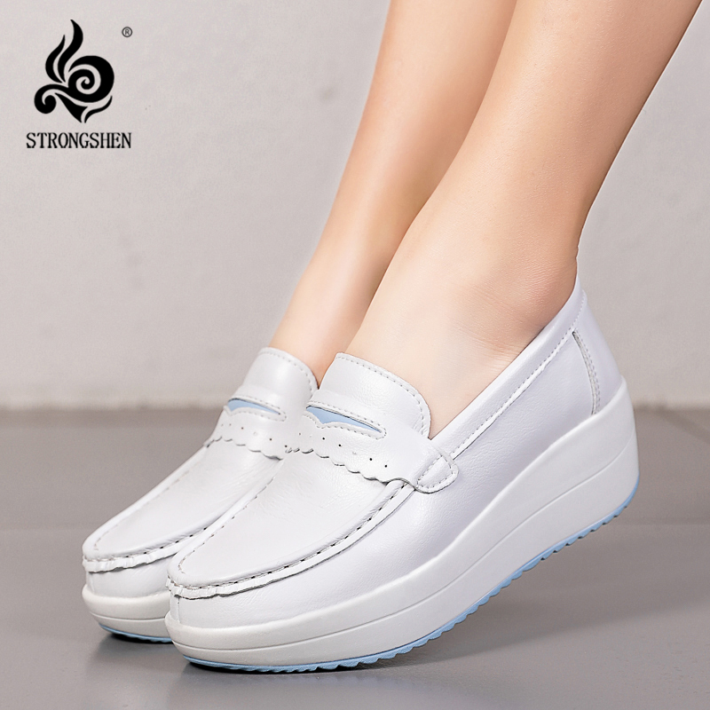 Leather Work Flats Women - Stronwomen kadın platformu takozlar rahat ayakkabılar