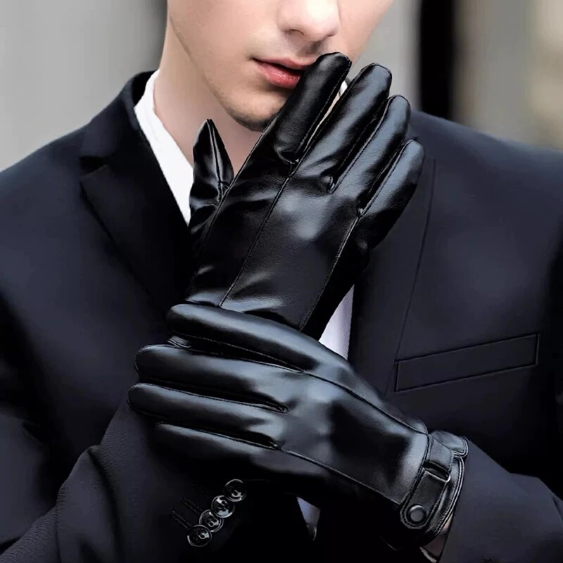 Leather Work Winter Gloves - Kış bisiklet eldiven erkek motosiklet kış