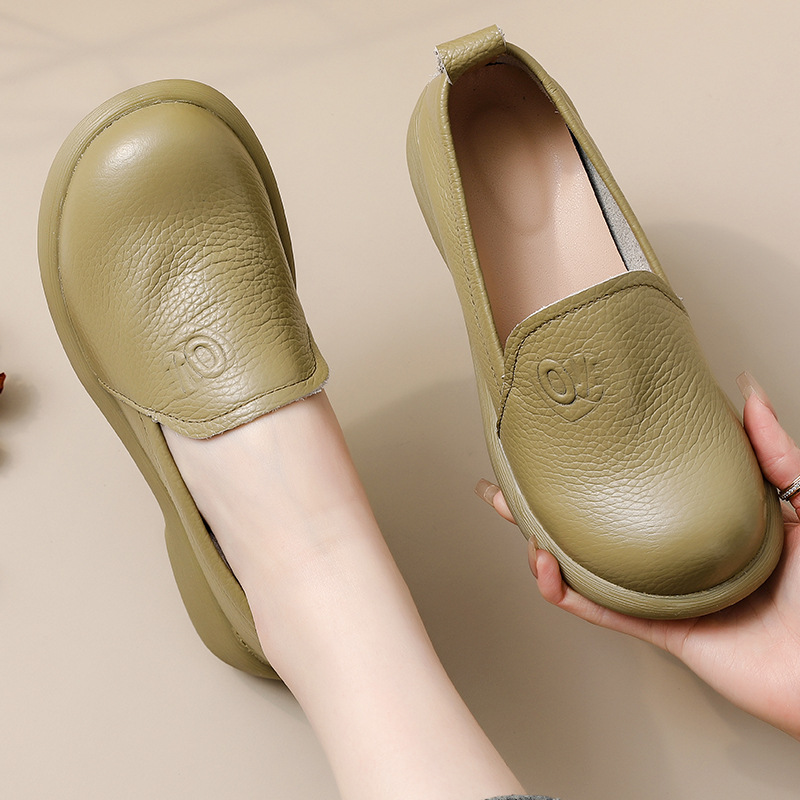 Leather Work Flats Women - 2025 Hakiki Deri Loafer'lar kadın Retro