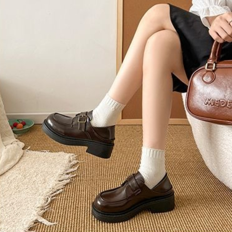 Kahverengi İngiliz Tarzı Deri  - Leather Work Flats Women incelemesi ve fiyatı