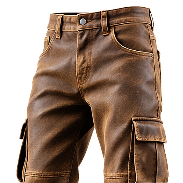 Erkek Vintage Kahverengi PU De - Leather Work Overalls incelemesi ve fiyatı