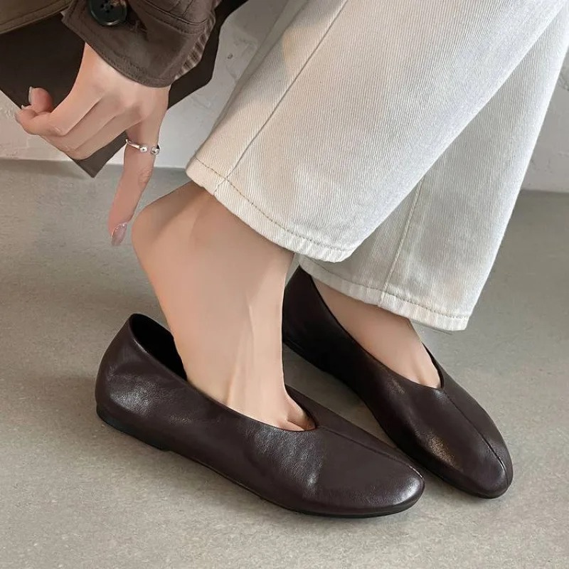 2026 İlkbahar Yeni Kadın Bordo - Leather Work Flats Women incelemesi ve fiyatı