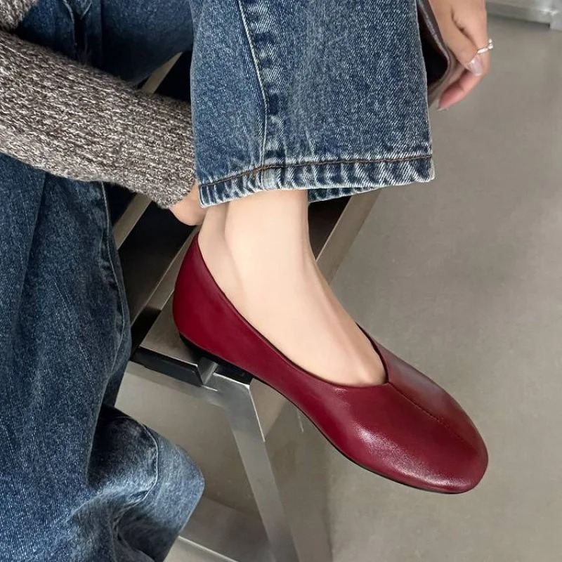 2026 İlkbahar Yeni Kadın Bordo - Leather Work Flats Women incelemesi ve fiyatı