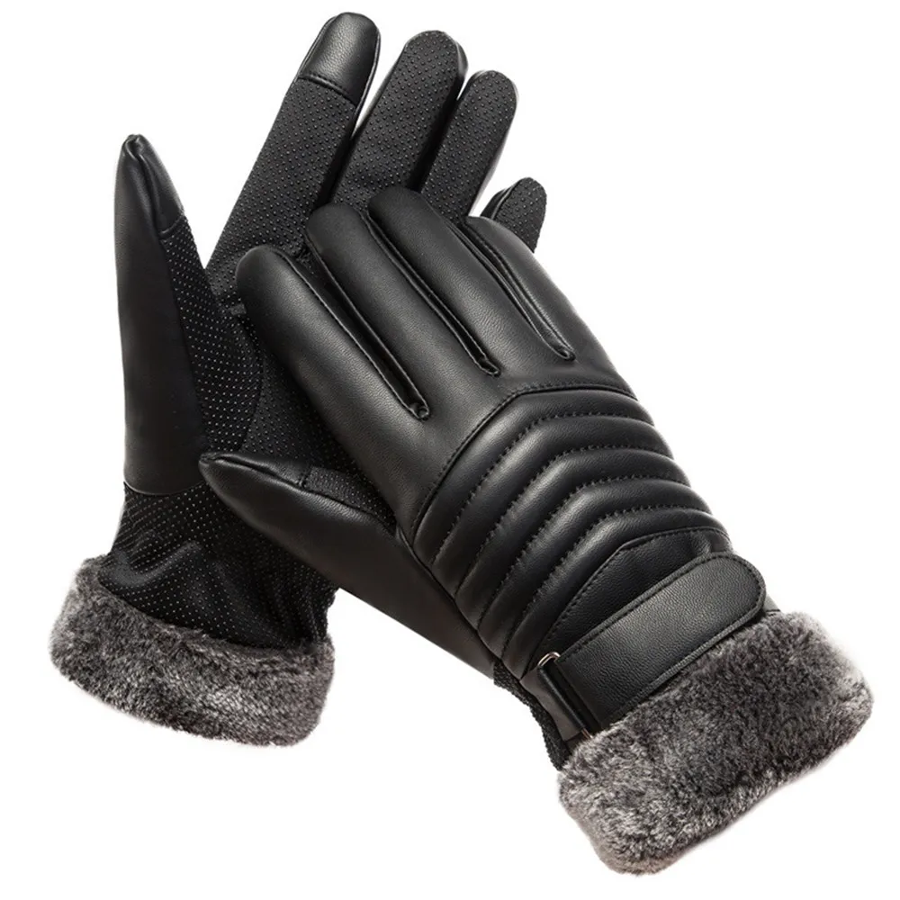 Eldiven kış erkek kürk ağız pe - Leather Work Winter Gloves incelemesi ve fiyatı