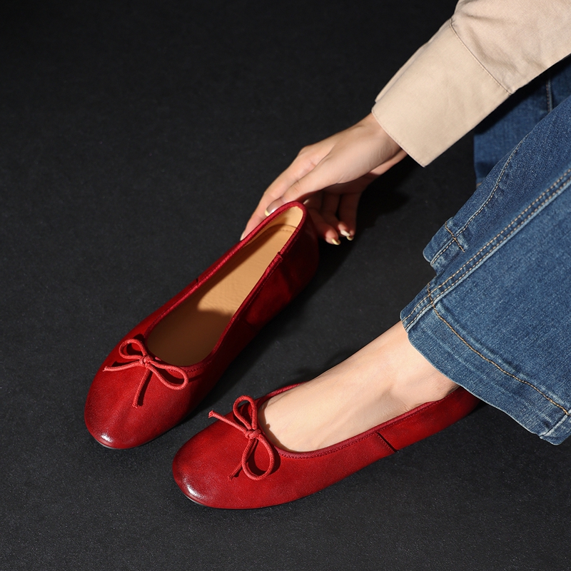 2026 Yeni Kırmızı Kadın Loafer - Leather Work Flats Women incelemesi ve fiyatı